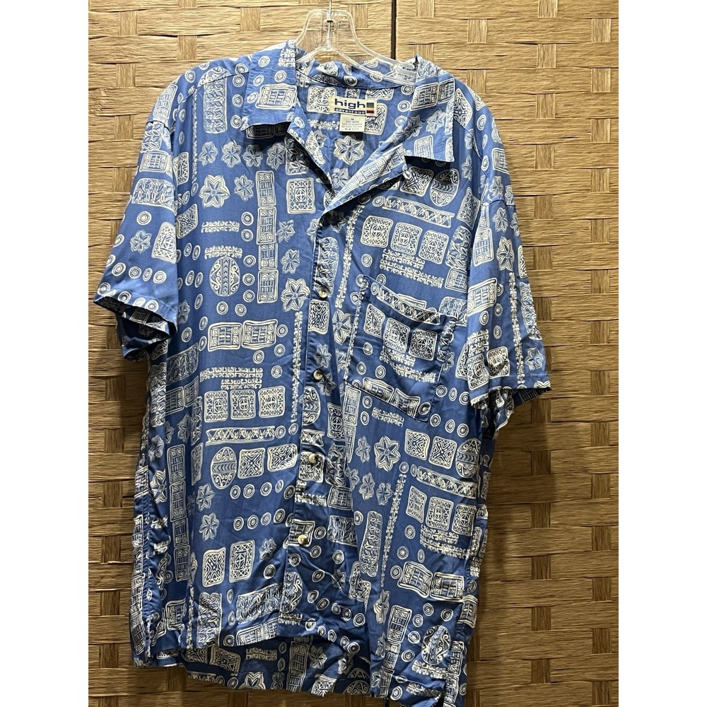 High Advantage Men's Hawaiian-style Button-up Shirt Short Sleeve Sz M 100% Rayon